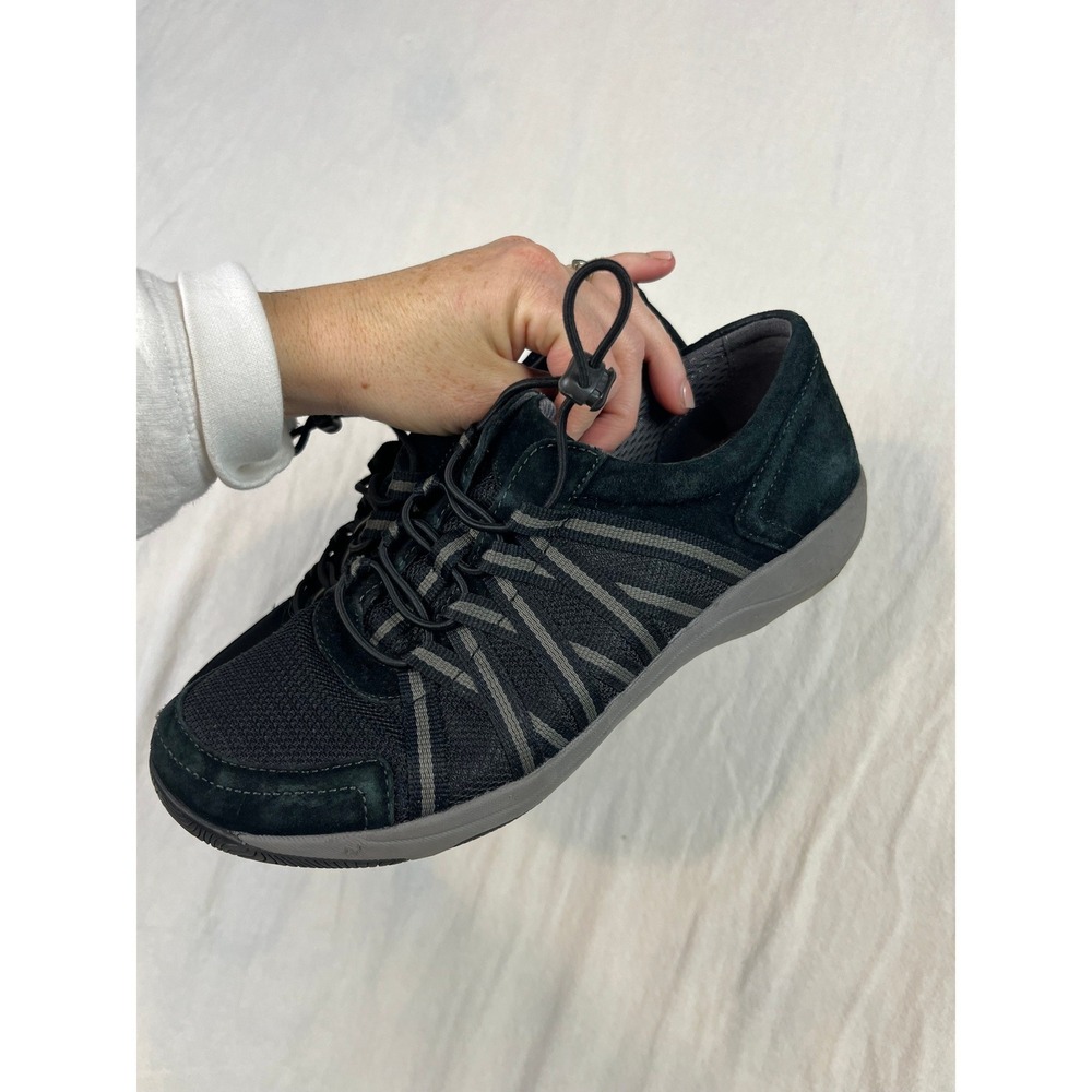 Dansko Honor Black Suede Mesh Bungee Lace Walking Shoes Sneakers Womens EU 38